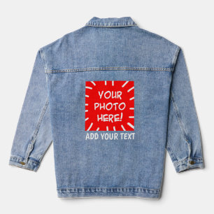Personalised photo and text denim jacket