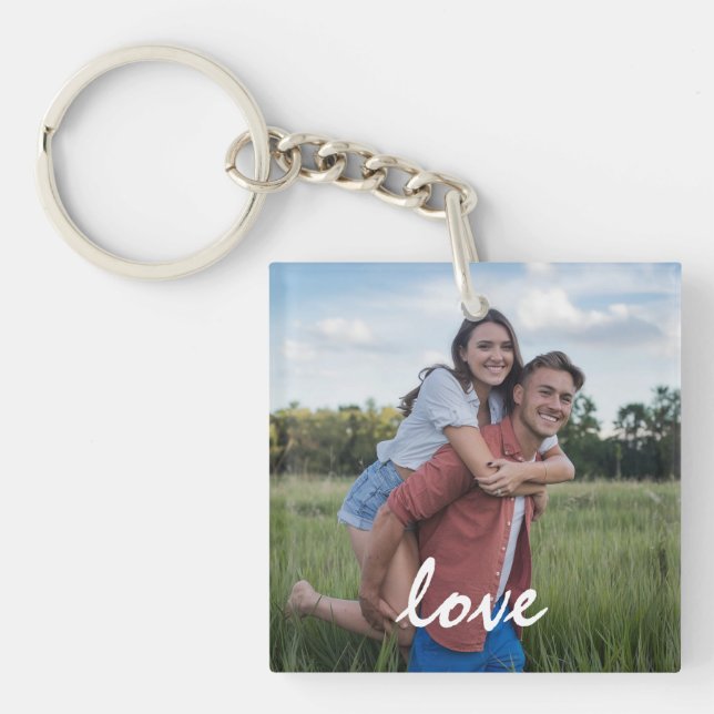 Personalised Photo and Text Happy Valentine's Day Key Ring (Front)