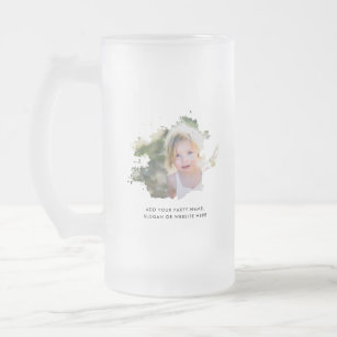 Personalised Photo and Text Ink Spot 16oz or 10oz Frosted Glass Beer Mug