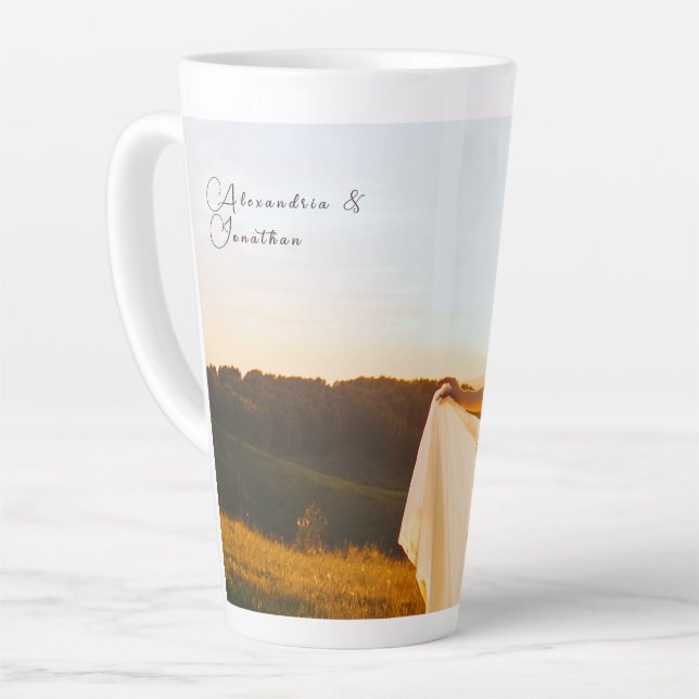 Personalised Photo and Text Latte Mug (Left Angle)