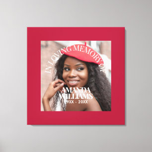 Personalised Photo and Text Memorial Red Canvas Print
