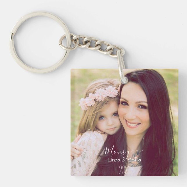 Personalised Photo and Text | Names & Date  Keycha Key Ring (Front)