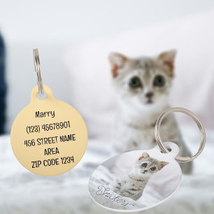 Personalised photo and text pet tag