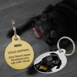 Personalised photo and text pet tag