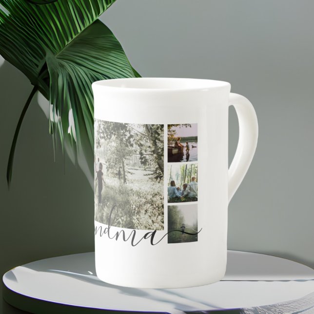 Personalised Photo and Text Photo Collage Family Bone China Mug