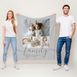 Personalised Photo and Text Photo Collage Family Fleece Blanket