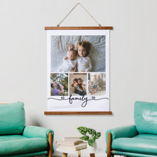 Personalised Photo and Text Photo Collage Family Hanging Tapestry