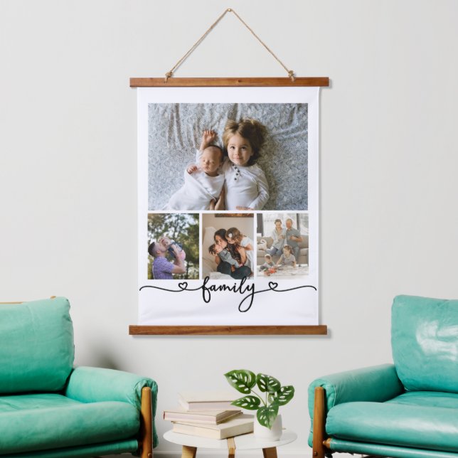 Personalised Photo and Text Photo Collage Family Hanging Tapestry (Living Room)
