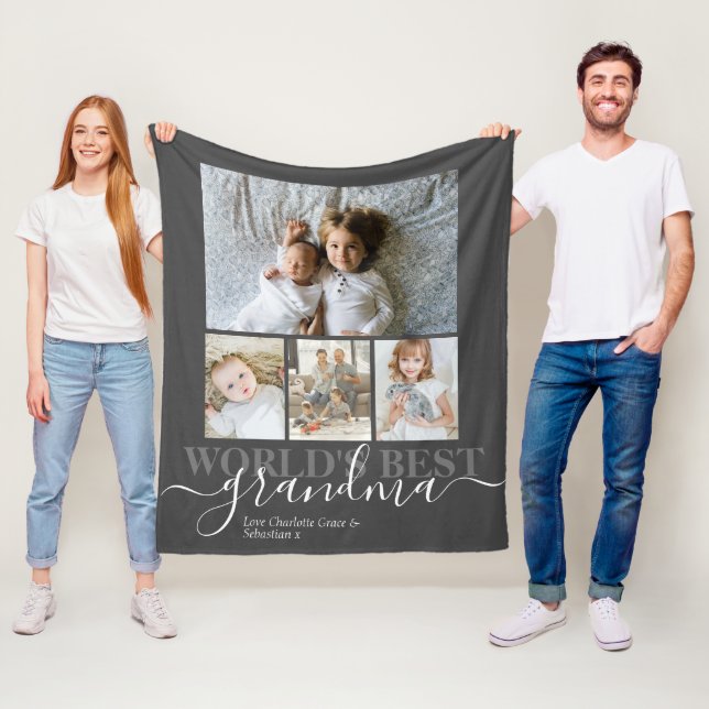 Personalised Photo and Text Photo Collage Fleece Blanket (In Situ)