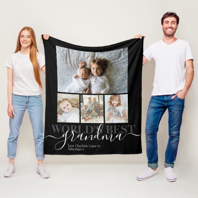 Personalised Photo and Text Photo Collage Fleece Blanket (In Situ)