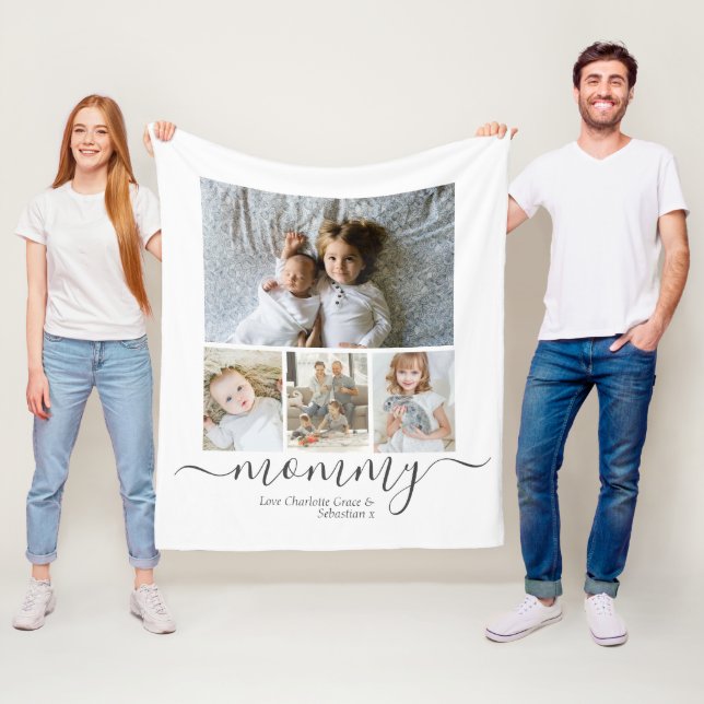 Personalised Photo and Text Photo Collage Fleece Blanket (In Situ)