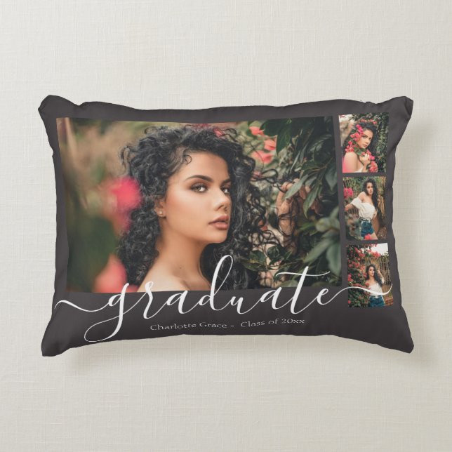 Personalised Photo and Text Photo Collage Graduare Decorative Cushion (Front)