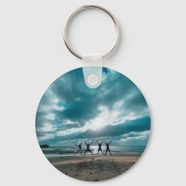 Personalised Photo and Text Photo Collage  Key Ring (Front)