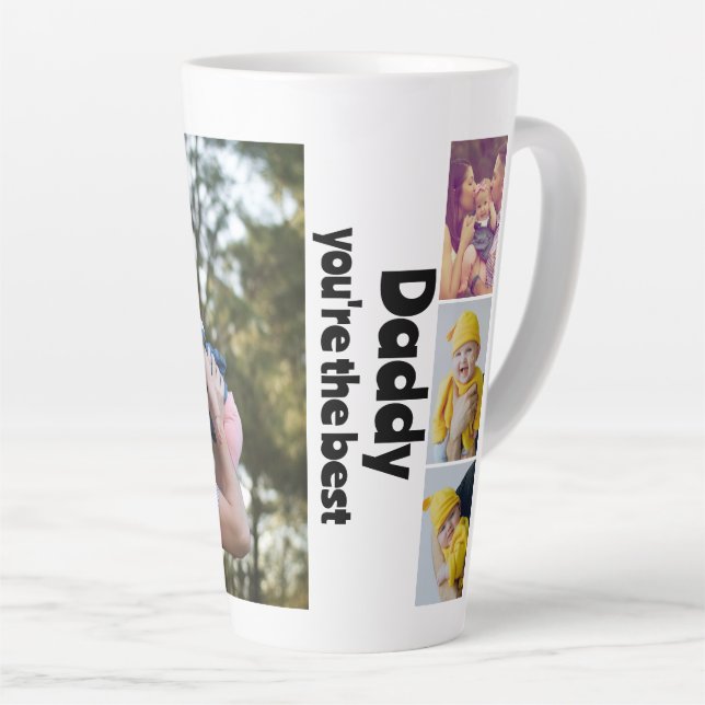 Personalised Photo and Text Photo Collage Latte Mug (Right Angle)