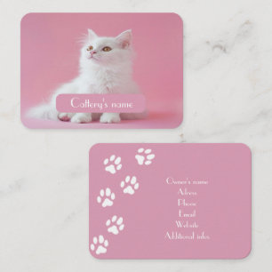 Personalised Photo and Text Pink Cattery Calling Card