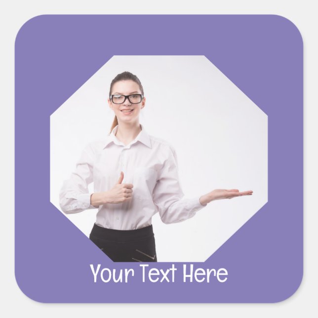 Personalised Photo and Text Polygon Frame Square Sticker (Front)
