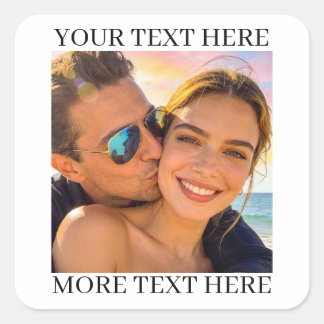 Personalised Photo and Text Square Sticker