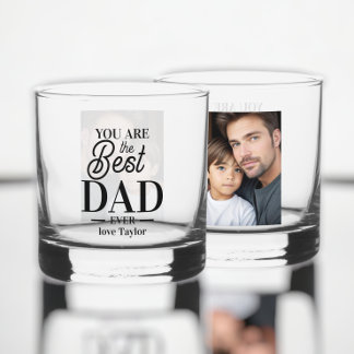 Personalised photo and text you are the best ever  whiskey glass