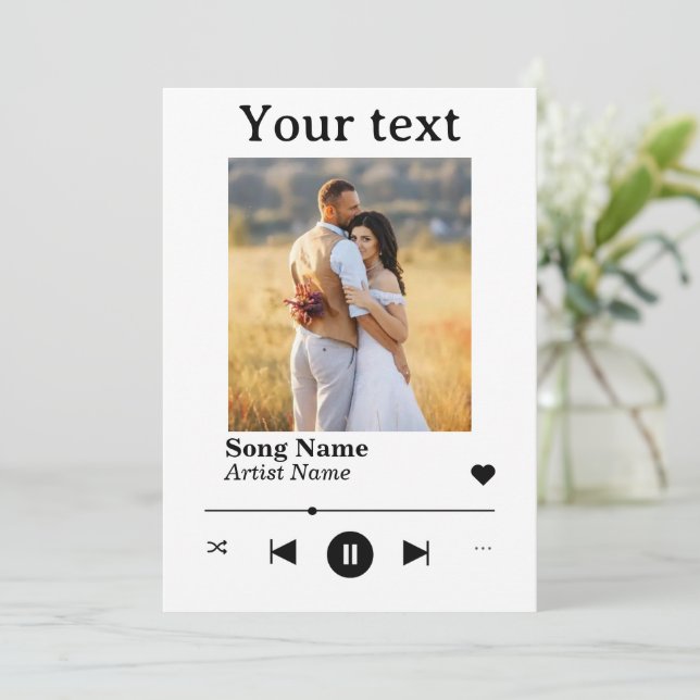 Personalised Photo Anniversary Song  Holiday Card (Standing Front)