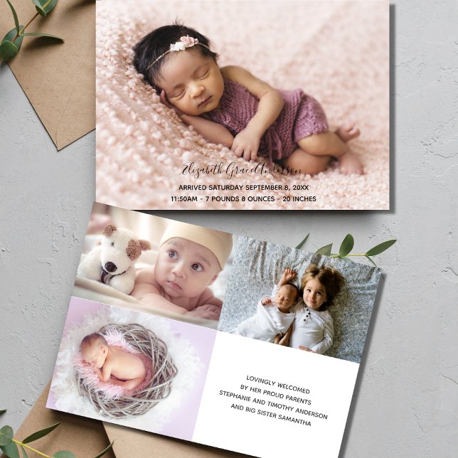 Personalised Photo Baby Birth Announcement Card  (Photo Baby Announcement card)