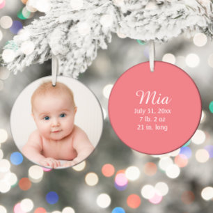 Personalised Photo Baby Birth Announcement Date Ceramic Ornament