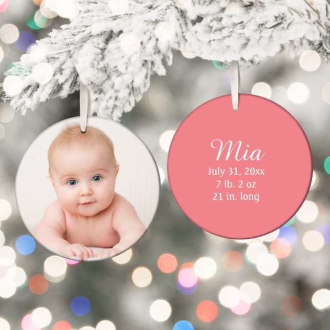 Personalised Photo Baby Birth Announcement Date Ceramic Ornament (Baby's 1st Christmas ornament)