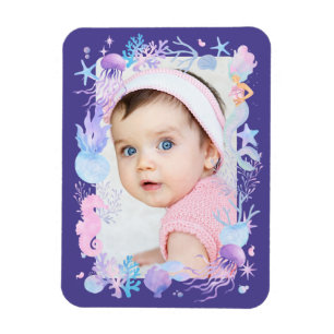 Personalised Photo Baby Girl Little Mermaid Purple Magnet