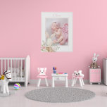 Personalised Photo Baby Girl Pink Floral Bunny  Faux Canvas Print<br><div class="desc">Sweet watercolor bunny rabbit in a basket accent your favourite photo for this adorable faux wall canvas.  Soft pastel colour flowers all around. Perfect for baby girl nursery or any room home decor.</div>