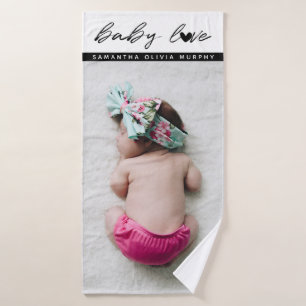 Personalised Photo Baby Love & Name Memories Bath Towel