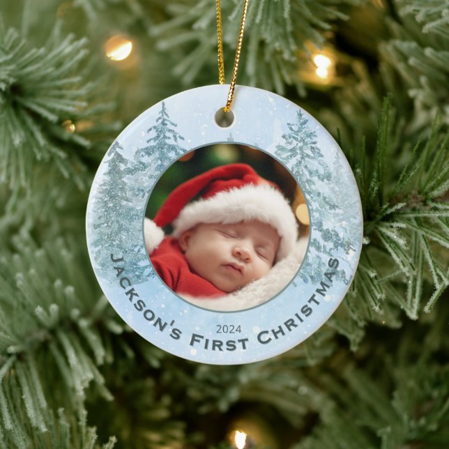  Personalised Photo Baby's First Christmas Ceramic Ornament (Tree)