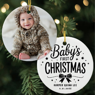 Personalised Photo Babys First Christmas Ceramic Ornament