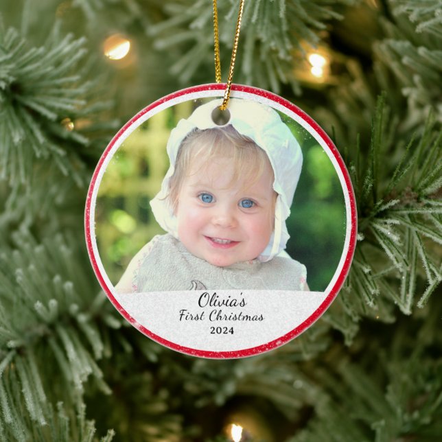  Personalised Photo Baby's First Christmas Ceramic Ornament (Tree)