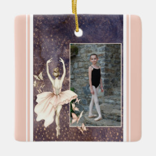 Personalised Photo Ballerina, Butterfly Christmas Ceramic Ornament