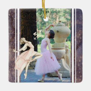 Personalised Photo Ballerina, Butterfly Christmas  Ceramic Ornament