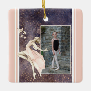 Personalised Photo Ballerina, Butterfly Christmas  Ceramic Ornament