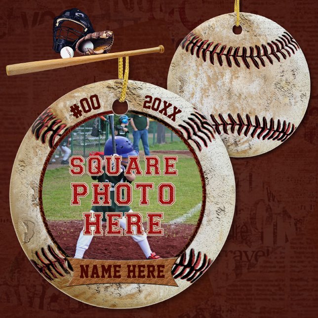 Personalised PHOTO Baseball Ornaments NAME, YEAR (Senior baseball gift ideas. Personalized gifts for baseball seniors. Baseball senior night ideas.)