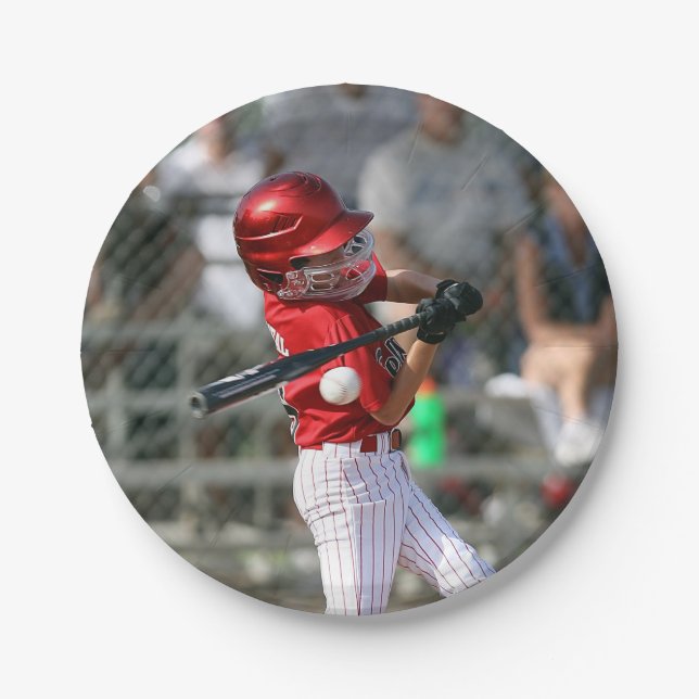 Personalised Photo Baseball Player Birthday Paper Plate (Front)