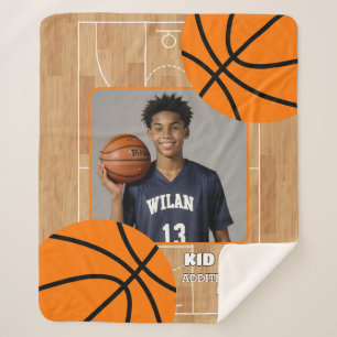 Personalised Photo Basketball Player Name Sherpa Blanket