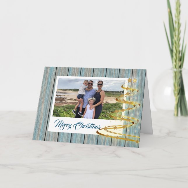 Personalised Photo Beach Christmas Greeting Card (Front)