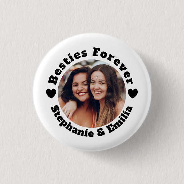 Personalised photo best friends BFF  3 Cm Round Badge (Front)