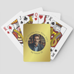 Personalised Photo Best Grandpa Ever Gold Playing Cards
