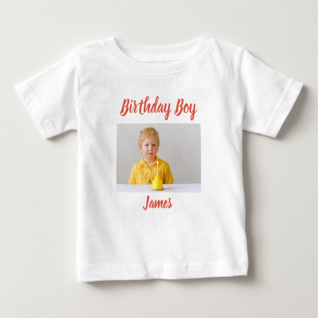 Personalised Photo Birthday Boy Baby Baby T-Shirt (Front)