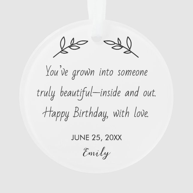 Personalised Photo & Birthday Message Ornament (Back)