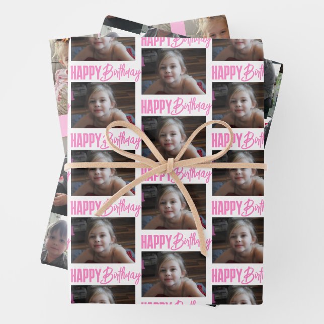 Personalised Photo Birthday Wrapping Paper Sheet (In situ)