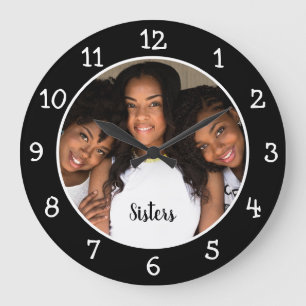 Personalised Photo Black and White Large Clock