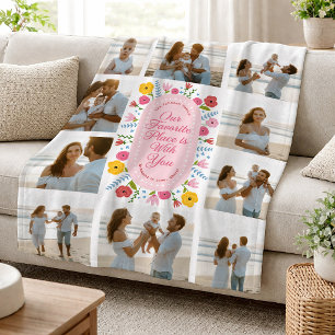 Personalised Photo Blanket for Mum Floral