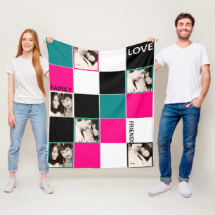 Personalised PHOTO Blanket Pink Turquoise Black