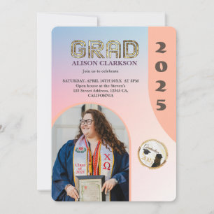 Personalised Photo Bold 2024 Arch Retro Graduation Invitation