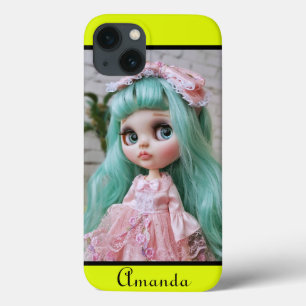 personalised photo bright neon lemon iPhone 13 case