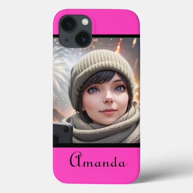 personalised photo bright neon pink Case-Mate iPhone case (Back)